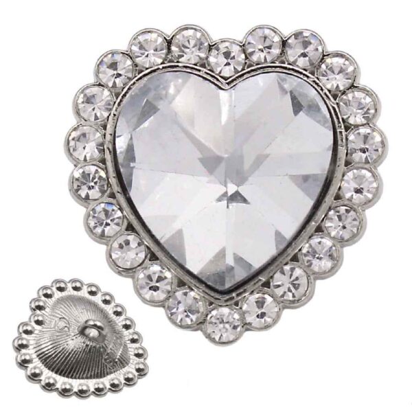 Exquisite Heart-Shaped  Crystal Rhinestone Metal Sewing Buttons 20pcs