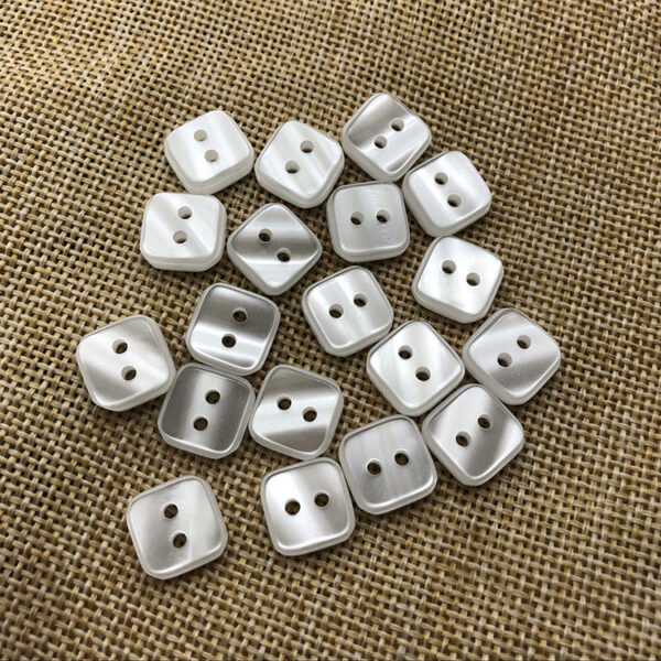 11.5mm Pearl White Square 2-Hole Resin Transparent Shirt Buttons 100pcs - Image 2