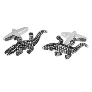 Black Oil-Finished Crocodile Texture Men's Cufflinks
