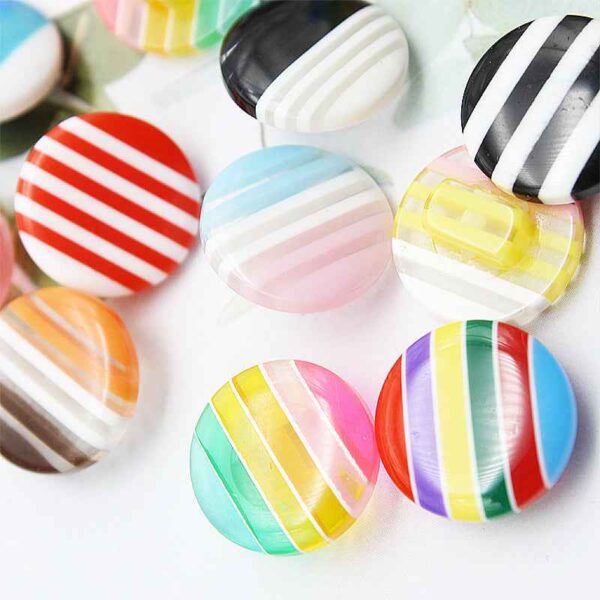 14mm Rainbow Round Shank Striped Resin Buttons for Shirts 50pcs