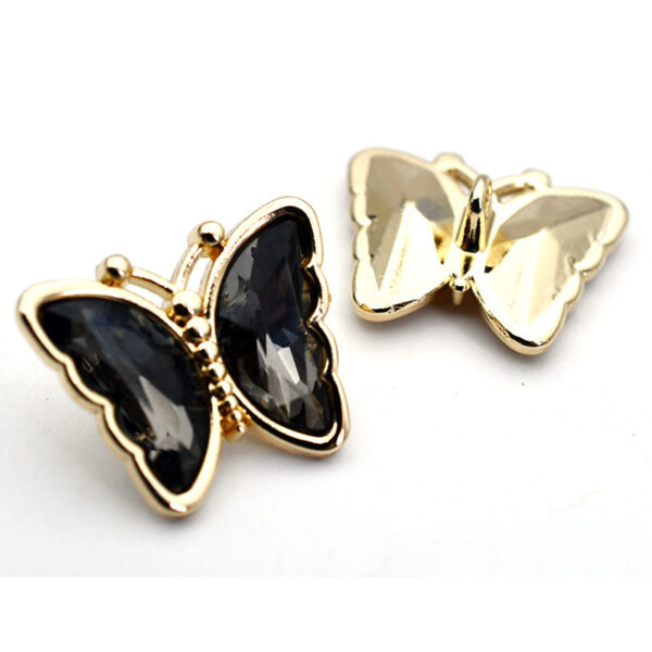 Butterfly Zircon Crystal Glass Metal Shank Buttons for Tops 10pcs - Image 4