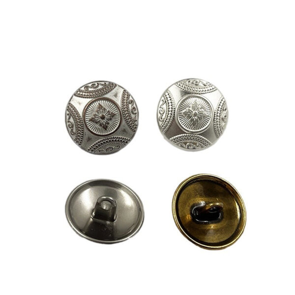 15mm 18mm Chinese Vintage Flower Pattern Metal Shank Buttons 50pcs - Image 2