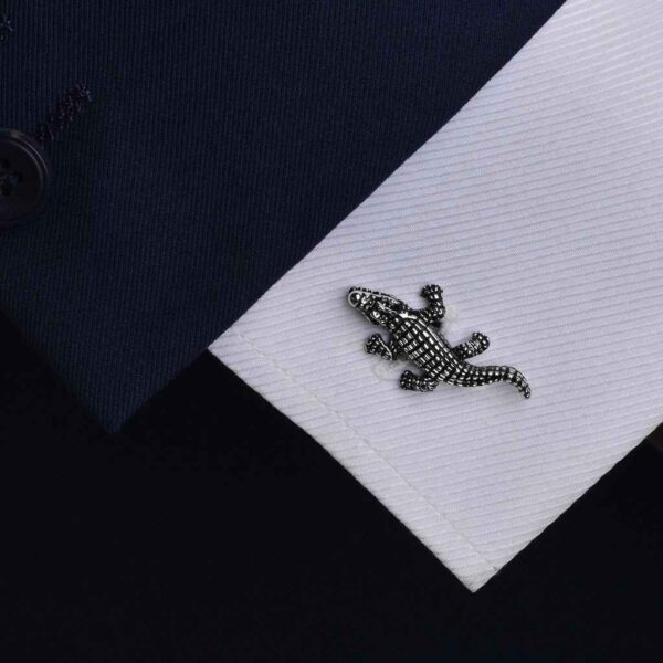 Black Oil-Finished Crocodile Texture Men's Cufflinks