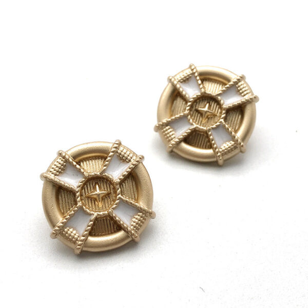 17mm Gold Round Four-Petal Flower Metal Shank Buttons 20pcs - Image 2