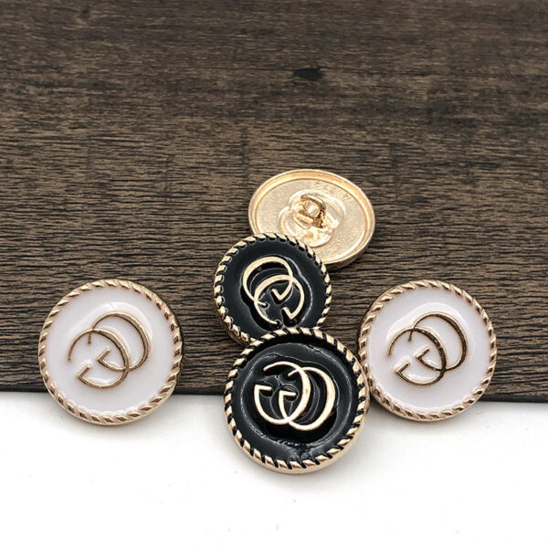 Black White Double G Dot Oil Gold Metal Shank Buttons 20pcs - Image 2