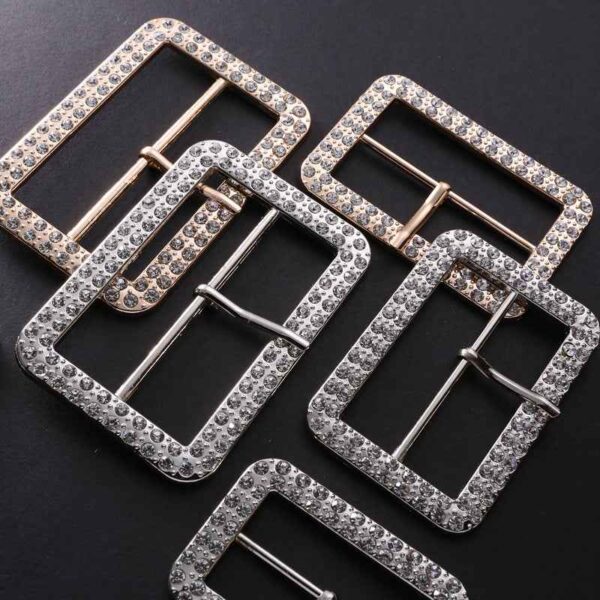 Alloy Crystal-Studded Square Buckles Belt Adjusters 10 Pack(2 Colors)
