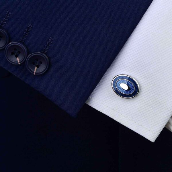 19x15mm Oval Blue Resin Cufflinks