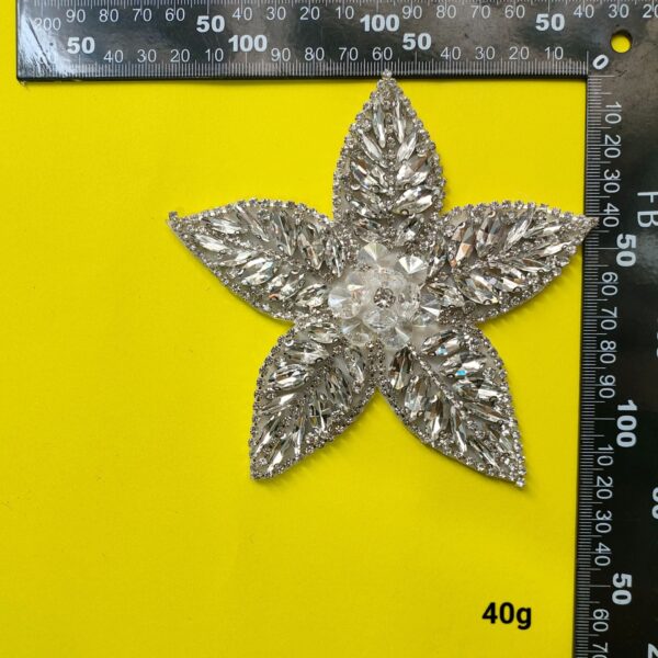 Silver Beaded Flower and Dog Fabric Patches 7 Pack - Image 4