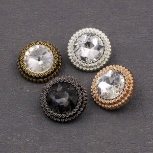 19mm/22mm Round Glass Rhinestone Metal Buttons 40 Pack(4 Colors)