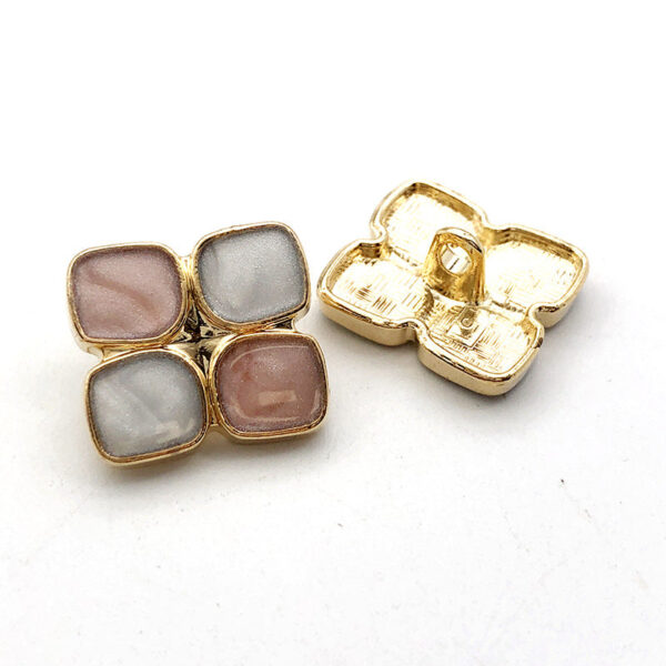 22mm Gold Round Square Rhinestone Metal Shank Buttons 10pcs - Image 5