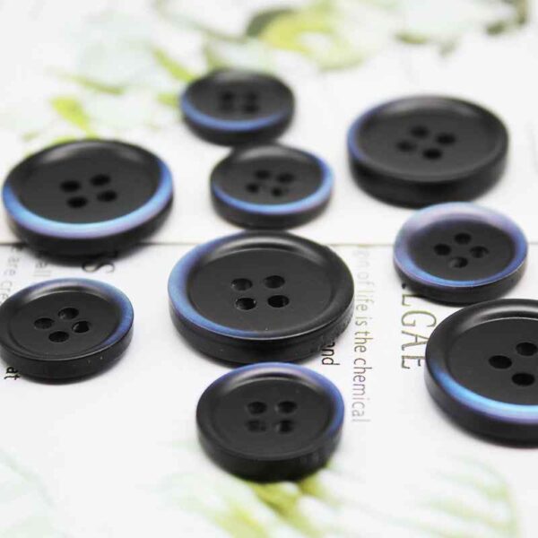 15/20mm Gradient Blue Edge Black Round 4-Hole Resin Buttons 100pcs