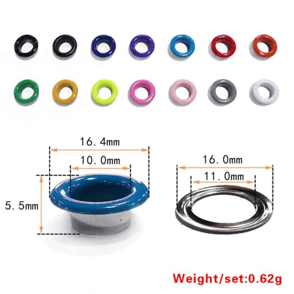 3-10mm 18-Color Shoe Eyelets Hollow Rivets for DIY Shoes 180 Pack