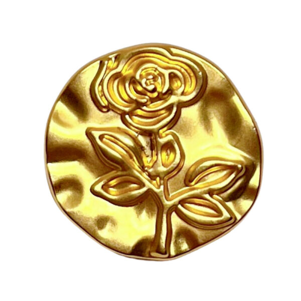 15/20MM Round Gold Silver Embossed Rose Metal Shank Buttons 20pcs - Image 4