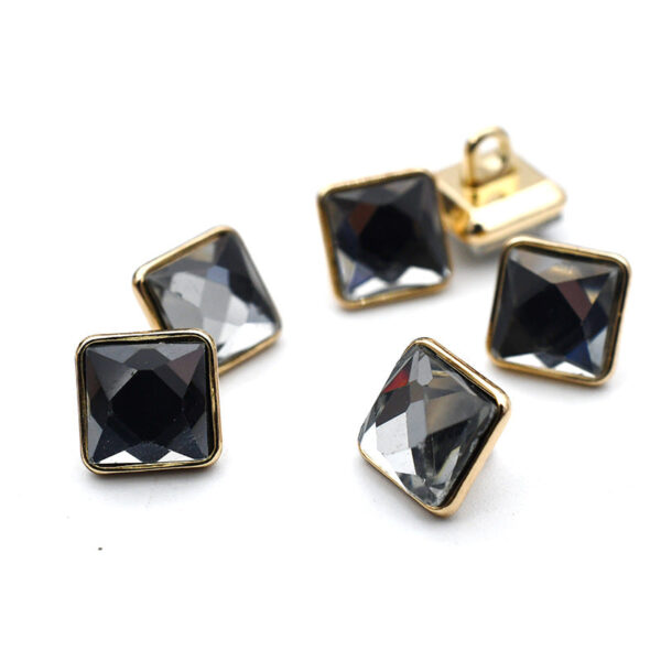 10mm Square and Triangle Glass Shirt Cuff Metal Shank Buttons 20pcs - Image 3