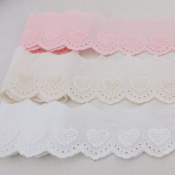 40mm Cotton Lace Trim with Hollow Heart Embroidery 16 Yards - Image 5
