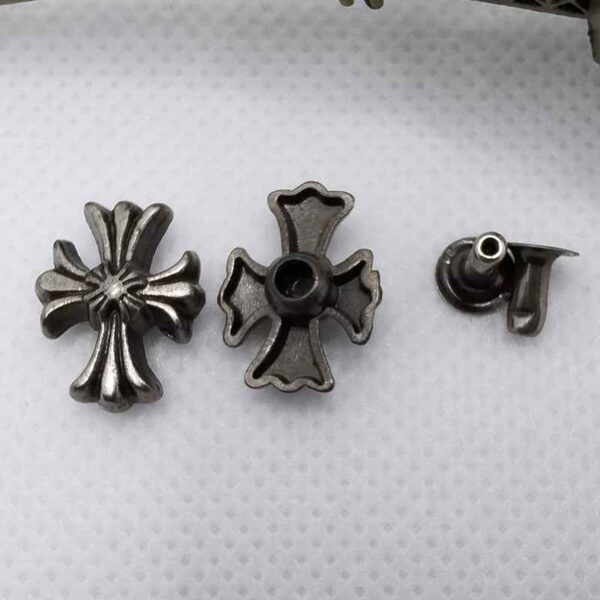Vintage Silver Round Cross Rivet Stud Buttons for Retro Jeans