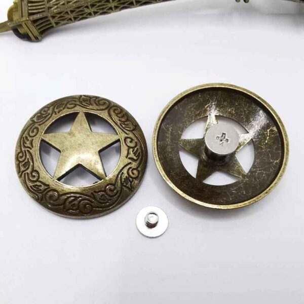 30MM Vintage Silver & Bronze Star Screw Studs Metal Rivets 20 Pack