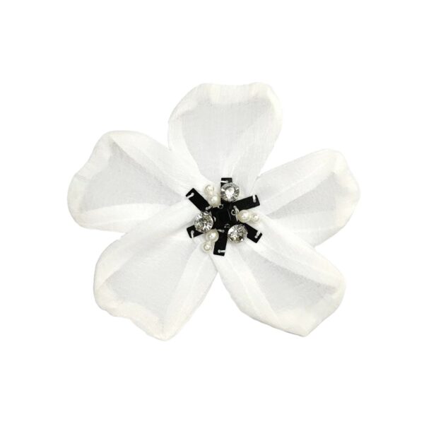 Organza White Chiffon Flower Applique 4pcs - Image 2