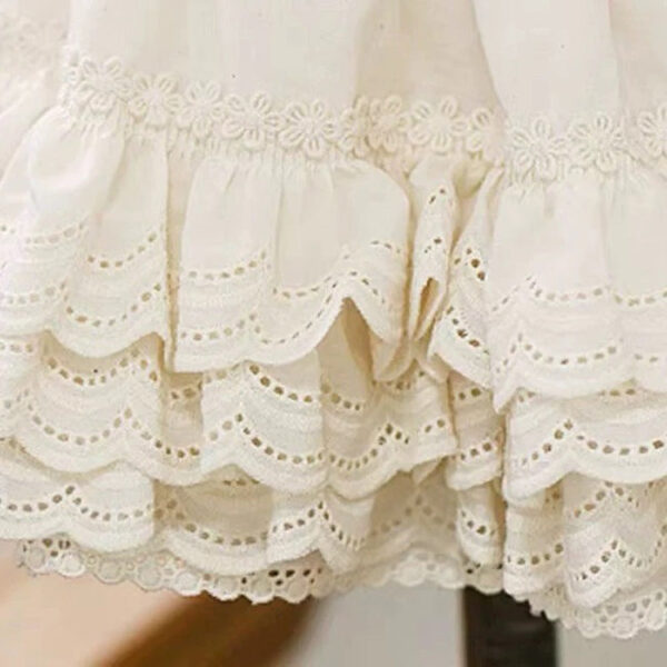 60mm Cotton Embroidered Lace Trim Pleated Double Waves 4 Yards - Image 3