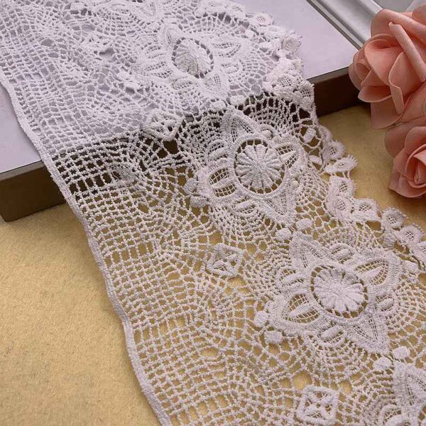 11/15.5cm White Wave Cotton Embroidered Lace Trim 10 Yards