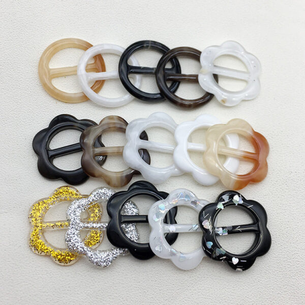 25mm Adjustable Flower Resin Buckle Button for T-Shirts Scarves 10pcs - Image 2
