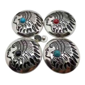 30MM Shiny Silver Alloy Native American Turquoise Screw Rivets 20 Pack