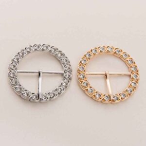 45mm Gold & Silver Metal Rhinestone Round Belt Buckle 20 Pack