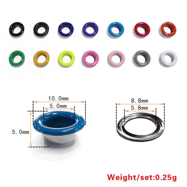 3-10mm 18-Color Shoe Eyelets Hollow Rivets for DIY Shoes 180 Pack