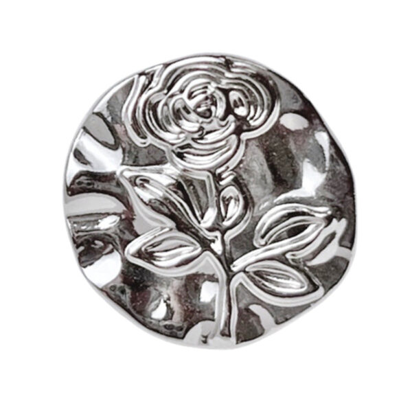 15/20MM Round Gold Silver Embossed Rose Metal Shank Buttons 20pcs - Image 3