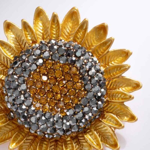 3.9cm Van Gogh Sunflower Brooch Vintage Crystal Sunflower Pin