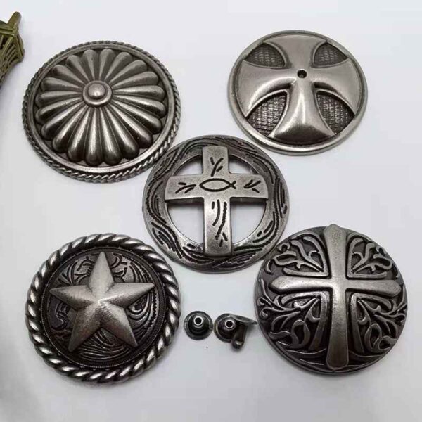 Vintage Floral Cross Studs Antique Chrysanthemum Star Rivets 20 Pack