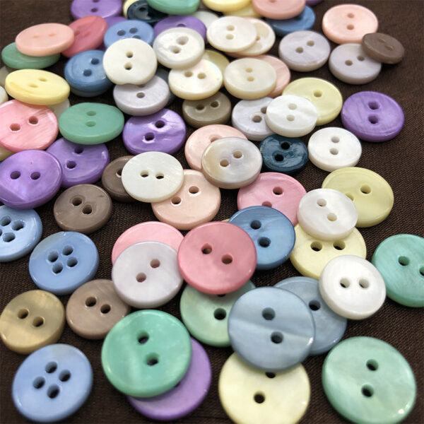 9/10/12.5mm Round 2-Hole Natural Shell Colorful Shirt Buttons 70 Pack - Image 2
