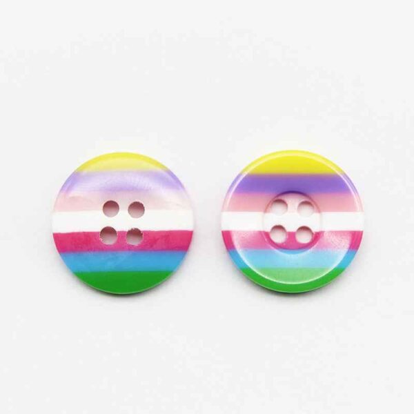 11/12/15/18mm Wide Edge Four-Eye Striped Colorful Resin Buttons 100pcs