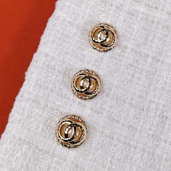 18/23MM Rose Gold Double Ring Pearl Metal Buttons 10pcs - Image 2