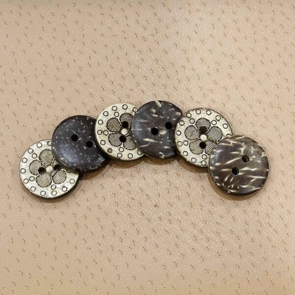 20mm Round Coconut Shell Buttons with Laser-Engraved Floral 200PCS