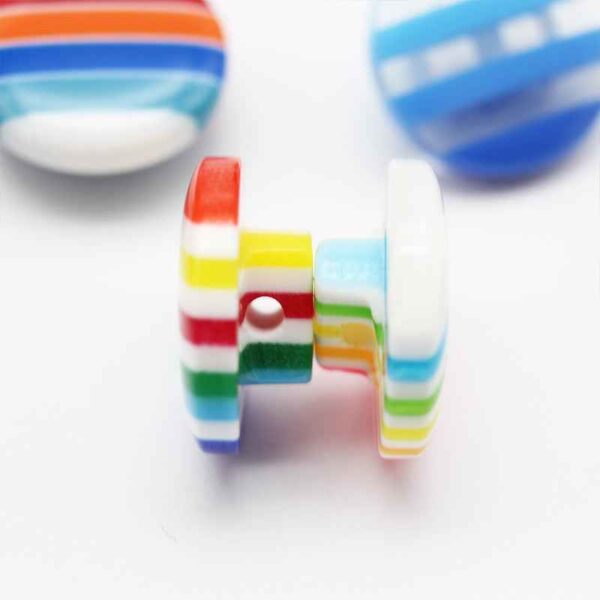 14mm Rainbow Round Shank Striped Resin Buttons for Shirts 50pcs