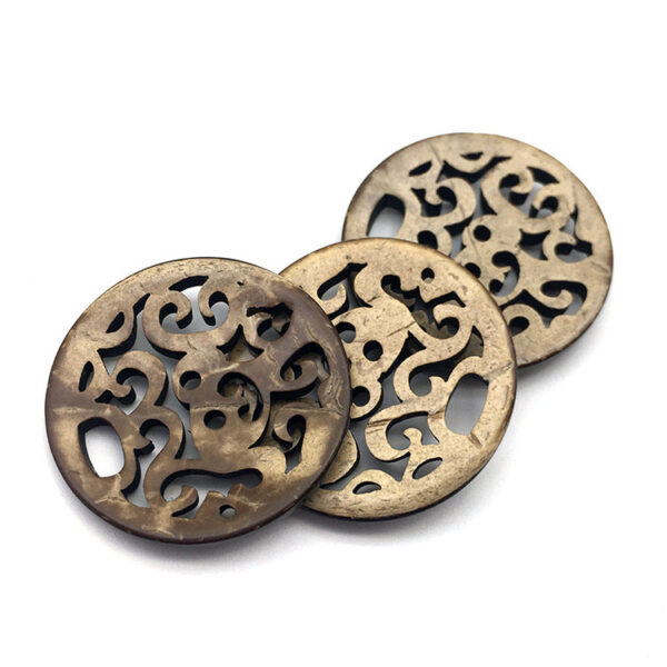 45mm Vintage Round Coconut Shell Decorative Craft Button 20pcs - Image 3