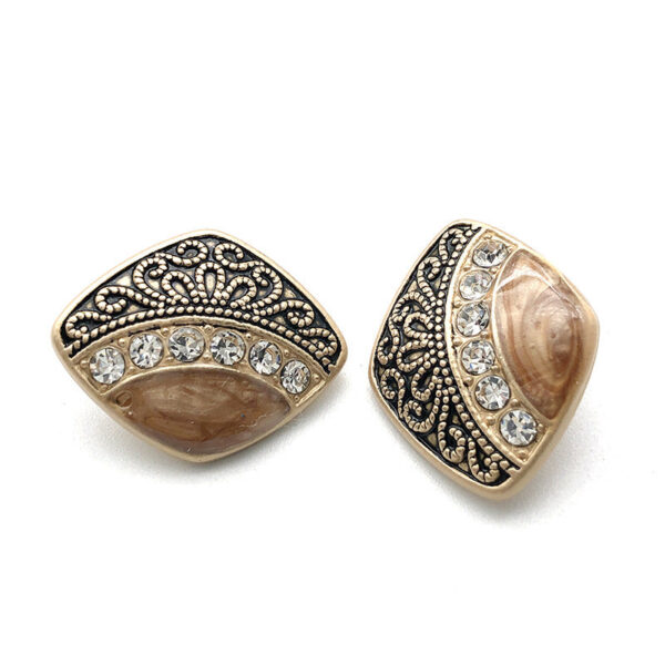 Exotic Diamond-Inlaid Pearl Metal Shank Button 10pcs - Image 8