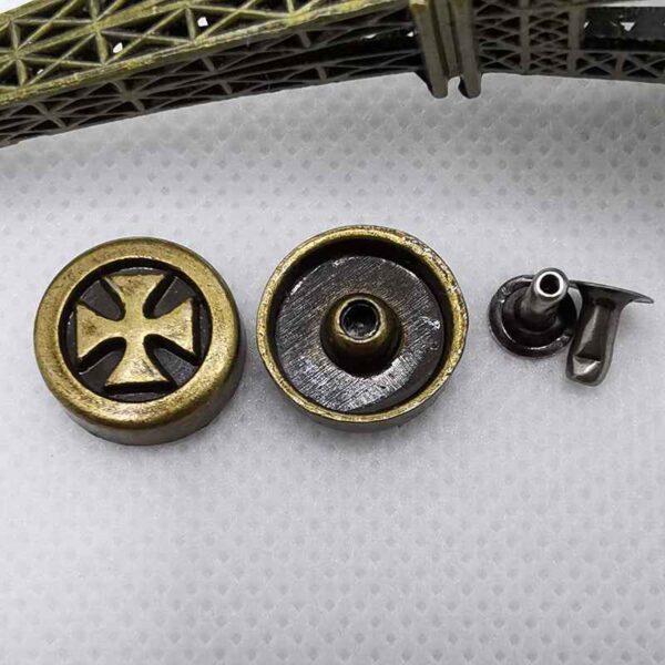 Vintage Silver Round Cross Rivet Stud Buttons for Retro Jeans
