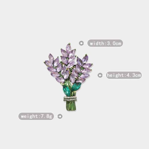 Yellow Purple Crystal Lavender Brooch Pin