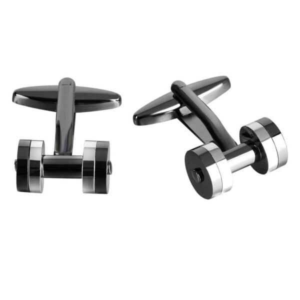 17mm Silver & Gunmetal Dumbbell Cufflinks