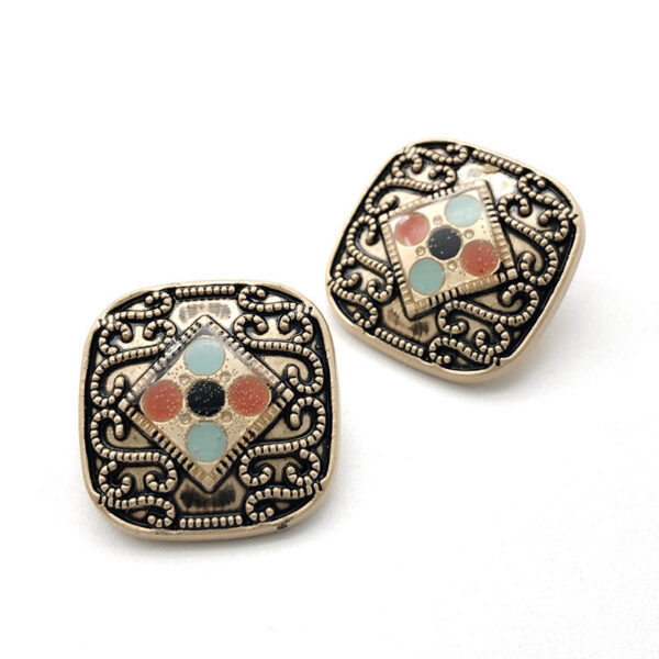 Exotic Diamond-Inlaid Pearl Metal Shank Button 10pcs - Image 9