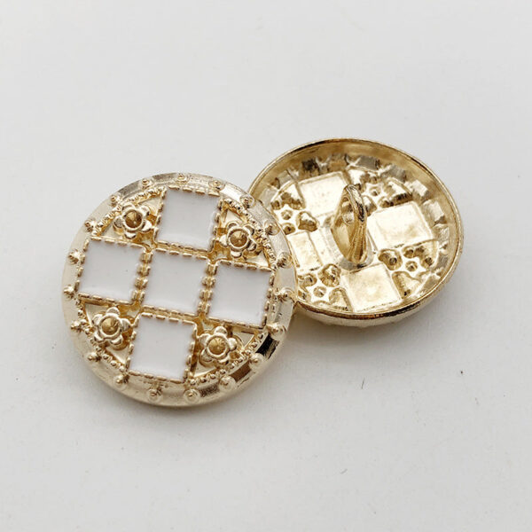 22mm Gold Round Square Rhinestone Metal Shank Buttons 10pcs - Image 3
