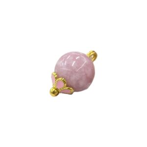10mm Chinese Qipao Pink Jade Stone Metal Floral Base Buttons 20pcs