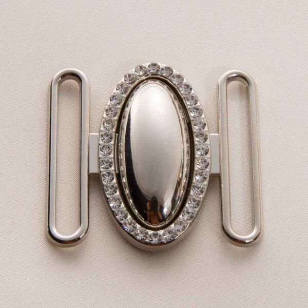 Oval Crystal-Studded Belt Buckle Set Adjustable Metal Clasps 20pcs