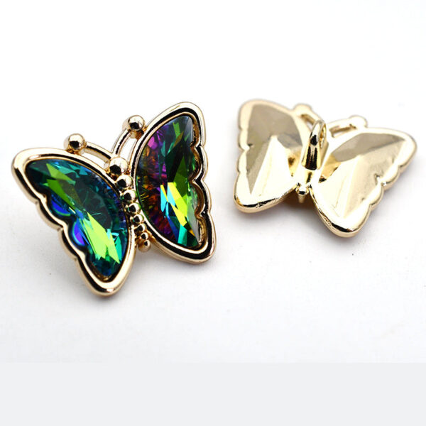 Butterfly Zircon Crystal Glass Metal Shank Buttons for Tops 10pcs - Image 6