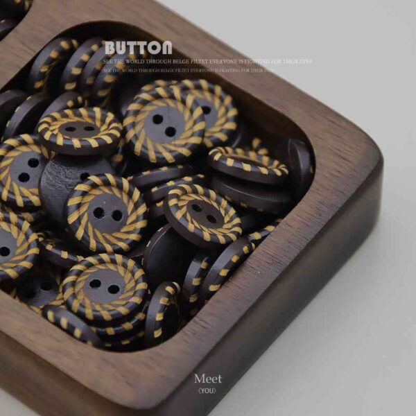 15mm Dark Brown Round 2-Hole Wood Buttons for Sweaters and Tops 40pcs