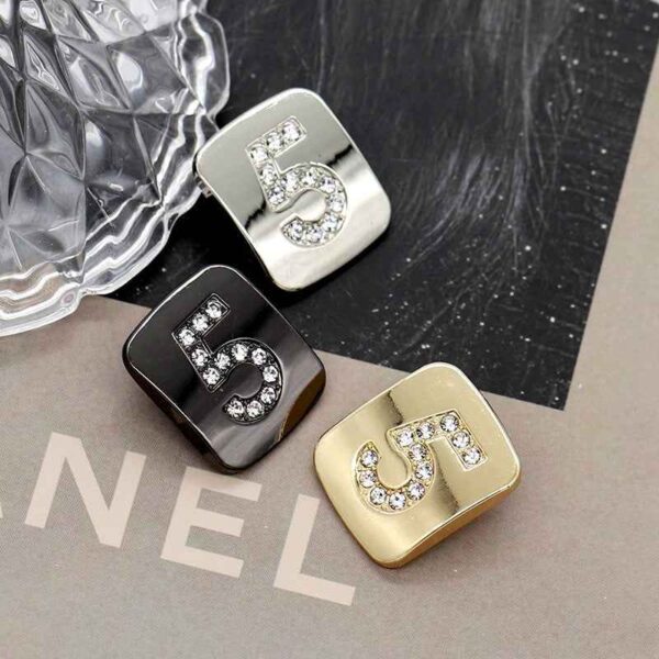 Number 5 Gold Silver Gunmetal Shank Buttons with Rhinestones 50pcs
