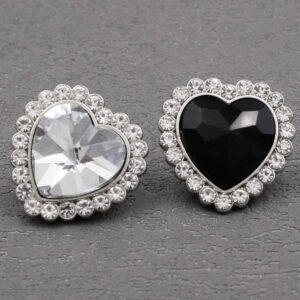 Exquisite Heart-Shaped  Crystal Rhinestone Metal Sewing Buttons 20pcs