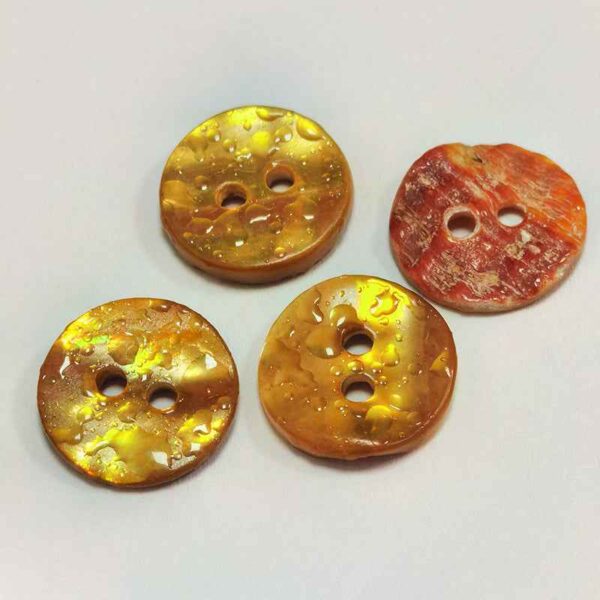 18L Golden Abalone Shell Buttons Watercolor Effect Round 100 Pack